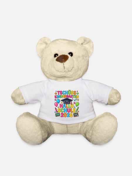Tschüss Kindergarten Hallo Schule 2026 Einschulung - Teddy - Weiß