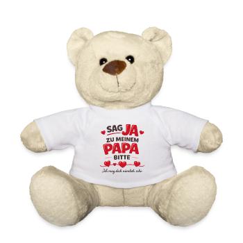Sag JA zu meinem Papa Bitte Herzensspruch Hochzeit - Teddy - Weiß - Vorne