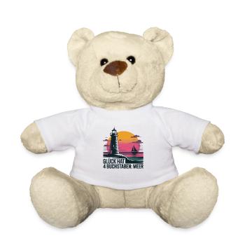  Glück Hat 4 Buchstaben Meer Leuchtturm Segelboot - Teddy - Weiß - Vorne