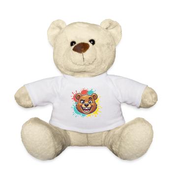 Fröhlicher Bärenkopf mit Farbspritzern - Teddy - Weiß - Vorne