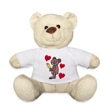 Teddy Eis Eiskrem Kinder Kind  Bär Herzen - Teddy Bear - white - Front