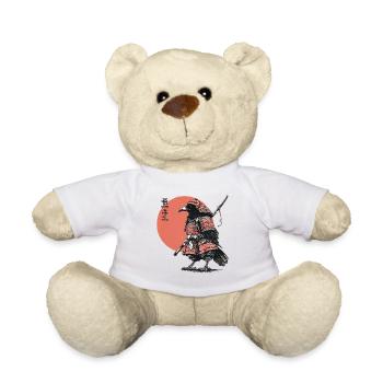 Raven Samurai in Armor Ukiyoe Sunset - Teddy Bear - white - Front