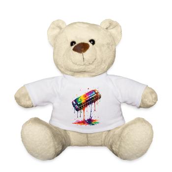 Mundharmonika mit tropfender Farbe - Teddy - Weiß - Vorne