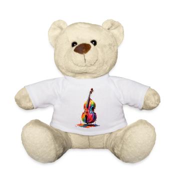 Double bass with dripping paint - Teddy Bear - white - Front