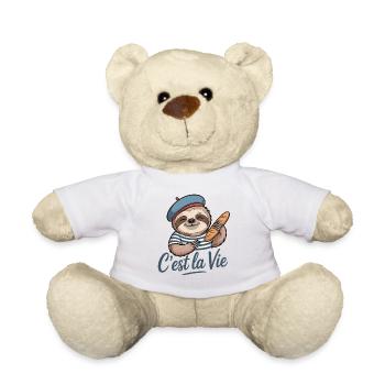 C’est La Vie Shirt mit Faultier Frankreich Urlaub - Teddy - Weiß - Vorne
