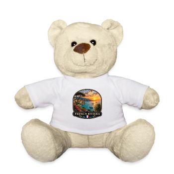 French Riviera Sunset Cannes Monaco - Teddy Bear - white - Front
