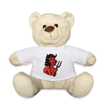 Teufels-Pinup in Halbrot - Teddy - Weiß - Vorne