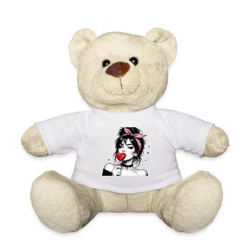  Rockabilly Girl Mit Herz Lollipop Retro Pin Up - Teddy - Weiß - Vorne
