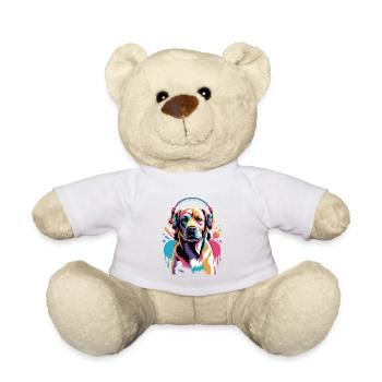 Labrador avec casque - Nounours - blanc - Devant