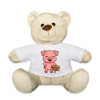 A friendly pig invites you to a barbecue - Teddy Bear - white - Front