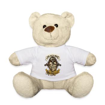 Old Man Motorcycle Biker Skull Vintage - Teddy Bear - white - Front