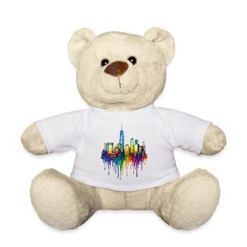 New York City New York Dripping Art - Teddy Bear - white - Front