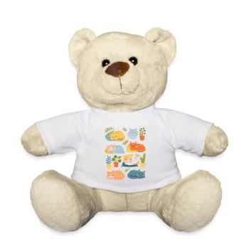 Chats et plantes d’intérieur endormis - Nounours - blanc - Devant