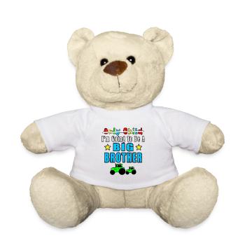 Big Brother Announcement with Trucks - Teddy Bear - white - Front