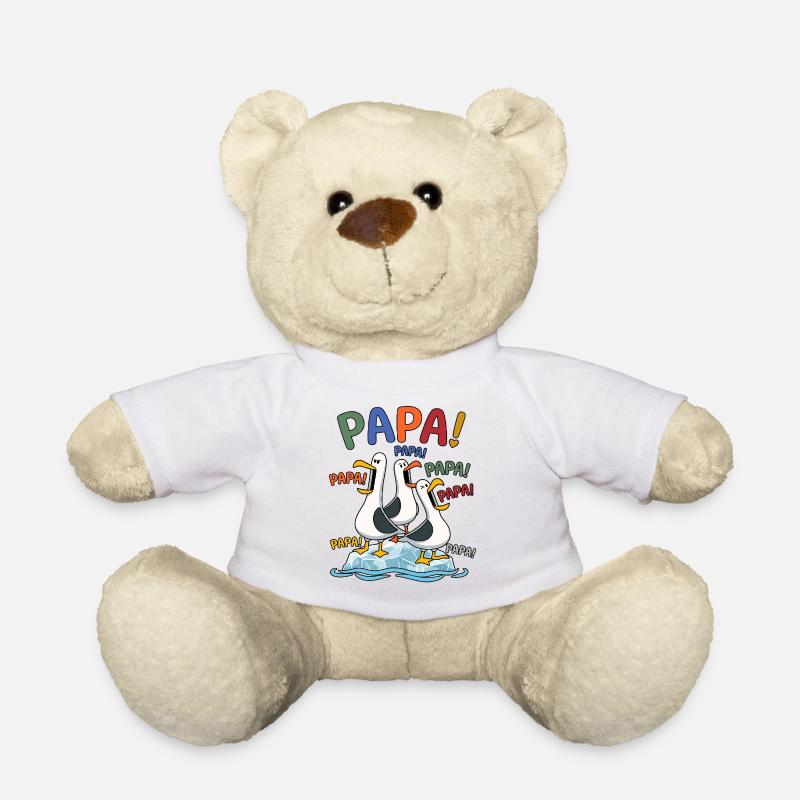 Lustige Papa Möwen auf Eisscholle - Comic Design - Teddy Bear - white