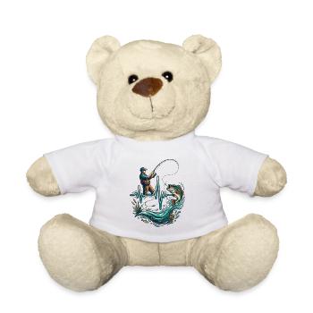 Heartbeat Fishing Angler ECG Fish - Teddy Bear - white - Front