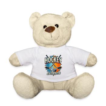 Retro Eishockey Schläger Puck Comic - Teddy Bear - white - Front