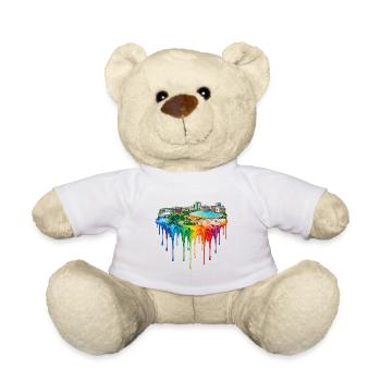 Wichita, Kansas with dripping paint - Teddy Bear - white - Front