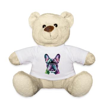 Bouledogue Français Low Poly Coloré Moderne - Nounours - blanc - Devant