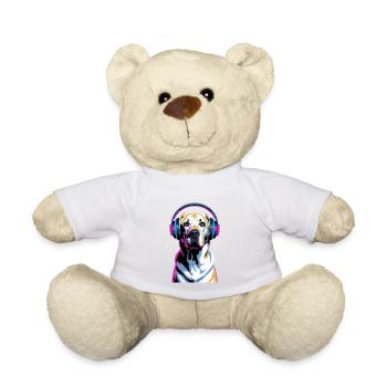 Labrador avec casque - Nounours - blanc - Devant