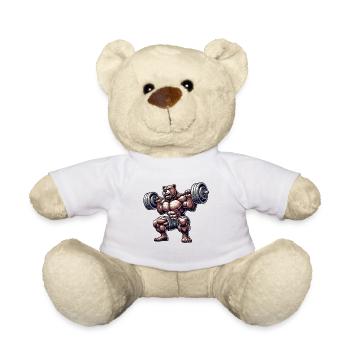 Bear with dumbbell fitness training muscle building - Teddy Bear - white - Front