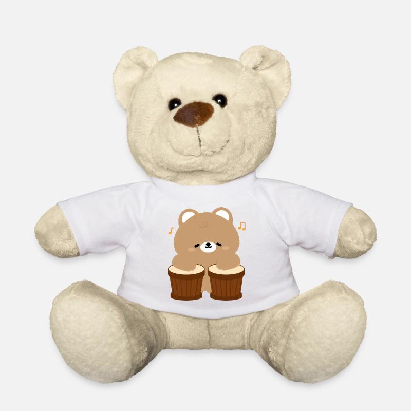Bear Beats on Drums - Teddy Bear - white