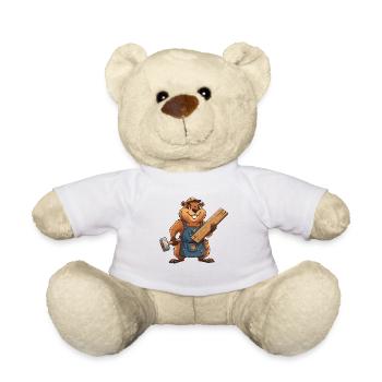 Biber Bauarbeiter mit Holzlatten - Teddy - Weiß - Vorne