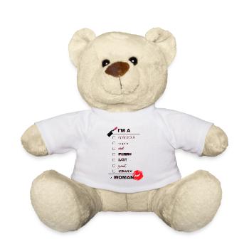 Lustige Inschrift mit rotem Lippenstift und Lippen - Teddy - Weiß - Vorne
