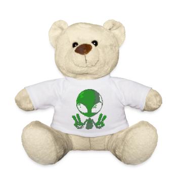Signe de paix extraterrestre Pixel Green - Nounours - blanc - Devant