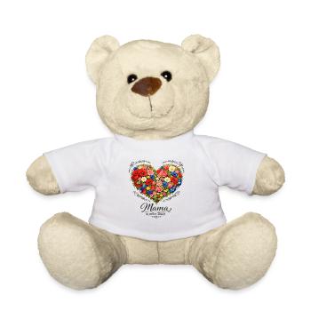 Mama in voller Blüte Blumenherz Muttertag - Teddy - Weiß - Vorne