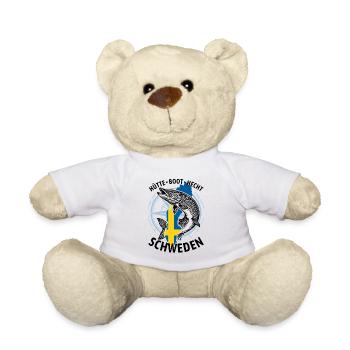 Hütte, Boot, Hecht - Schweden | Angler Geschenk - Teddy - Weiß - Vorne