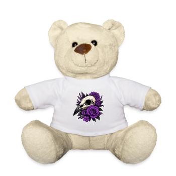 Violet Skull Roses Design - Teddy Bear - white - Front