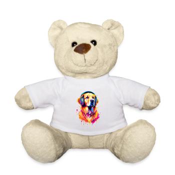 Golden Retriever avec des écouteurs - Nounours - blanc - Devant