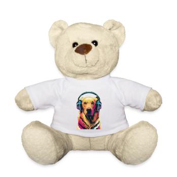 Golden Retriever avec des écouteurs - Nounours - blanc - Devant