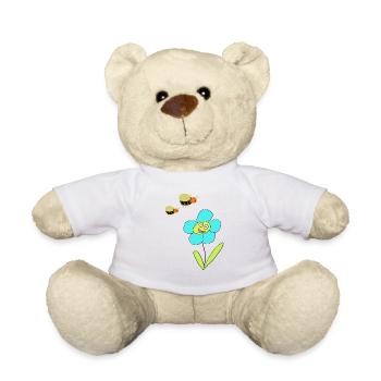 Fröhliche Blaue Blume Insekt Bienen - Teddy - Weiß - Vorne