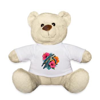 Turtle in tropical blossom design - Teddy Bear - white - Front