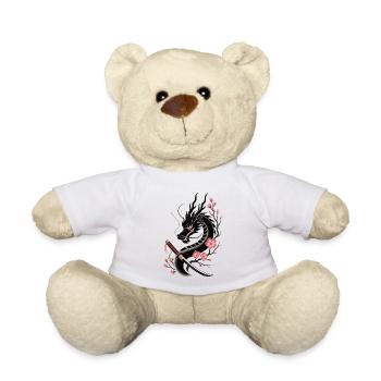 Chemise de dragon avec des cerisiers en fleurs - Nounours - blanc - Devant