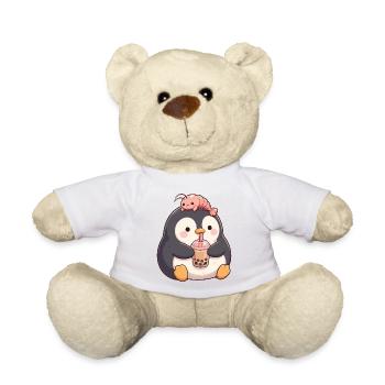 Kawaii Pinguin Bubble Tea Boba Garnele Niedriges - Teddy - Weiß - Vorne