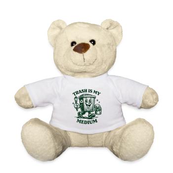 Garbage is my medium | Upcycling Art - Teddy Bear - white - Front