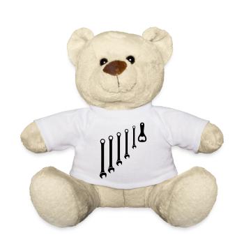 Werkzeug Set & Flaschenöffner Mechaniker - Teddy - Weiß - Vorne