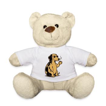 Chien avec tasse à café - Cadeau pour le propriétaire de chien - Nounours - blanc - Devant