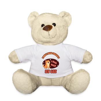 Cat Therapy Funny Quote - Teddy Bear - white - Front