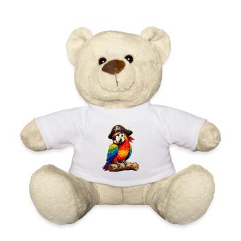  Bunter Piratenpapagei Mit Augenklappe Für Kinder - Teddy - Weiß - Vorne