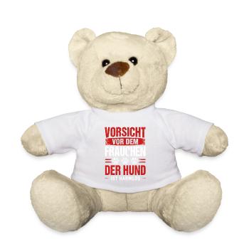 Vorsicht Frauchen Hund Ist Harmlos - Teddy - Weiß - Vorne