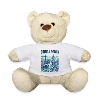 Sheffield England City Skyline With Landmarks - Teddy - Weiß - Vorne