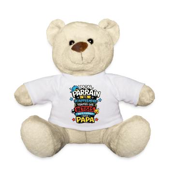 Mon Parrain va m'apprendre les bêtises avec Papa - Nounours - blanc - Devant