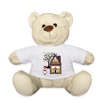 Lustiges Huhn Haus Apfelbaum Garten - Teddy - Weiß - Vorne