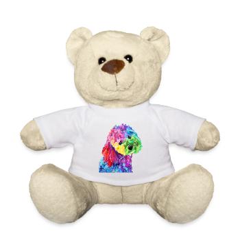 Regenbogenpudel-Popkunst - Teddy - Weiß - Vorne