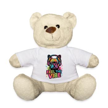 Dog with Headphones Gift Idea with Bulldog - Teddy Bear - white - Front