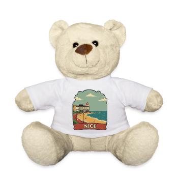 Schönes Frankreich Französische Riviera Retro-Reiseabzeichen - Teddy - Weiß - Vorne
